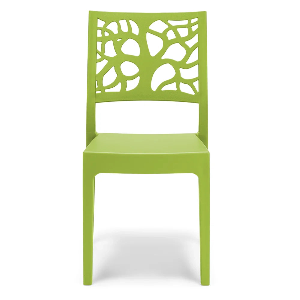 Set 6 sedie in polipropilene TETI, impilabile, resistente ai raggi UV, design moderno, ideale per sala da pranzo, cucina, sala d’attesa, bar, ristoranti o giardino, colore Verde Lime
