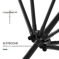 Ombrellone da Giardino Ø266x248,5 cm Inclinabile con Manovella Bianco Crema