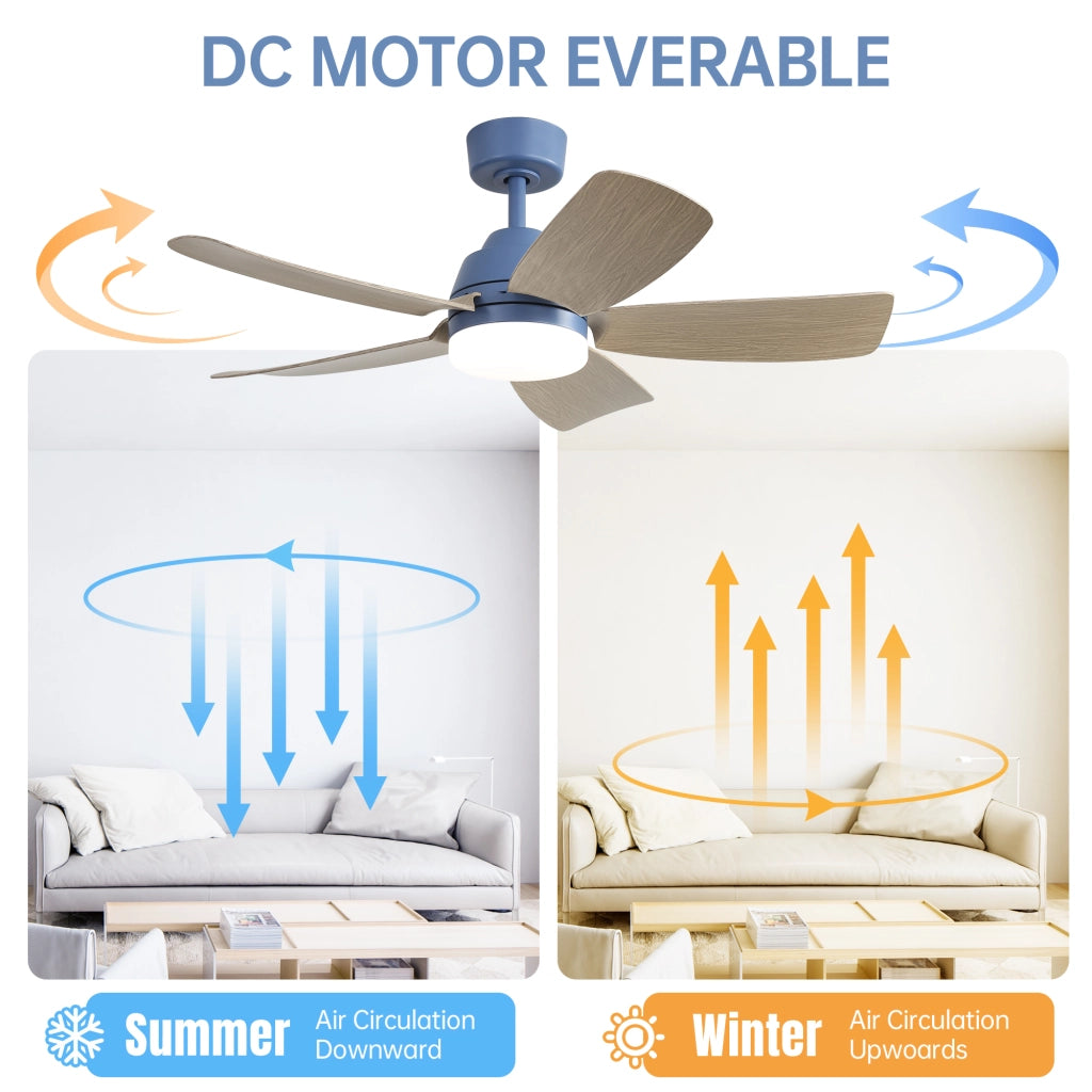Ventilatore da soffitto con luce led 22w 107 cm 5 pale abs telecomando camera letto soggiorno sala da pranzo ufficio 220v