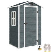 Casetta da giardino 1,1 m2 ¨C Xylo ¨C effetto legno, finestra, tetto a capanna, grigio