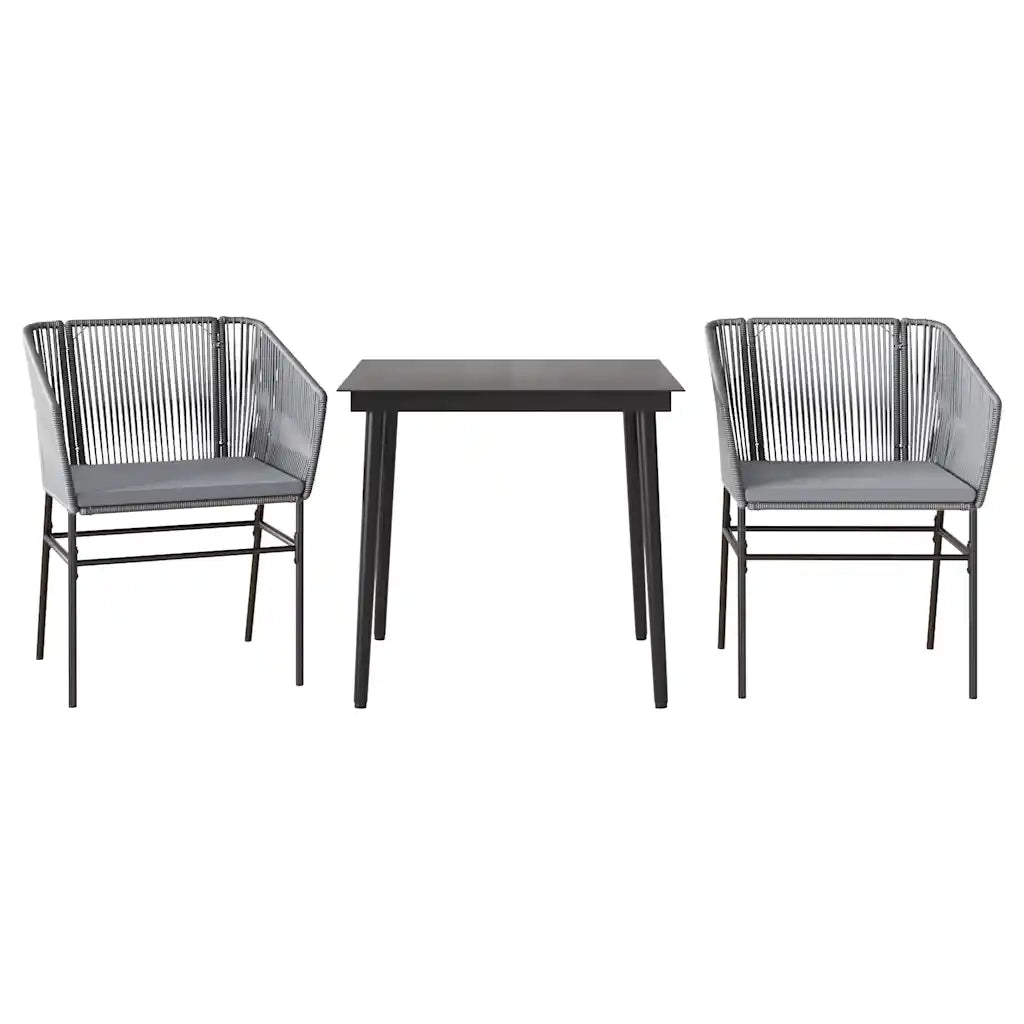 vidaXL Set da Pranzo da Giardino 3 pz con Cuscini in Polyrattan Vetro