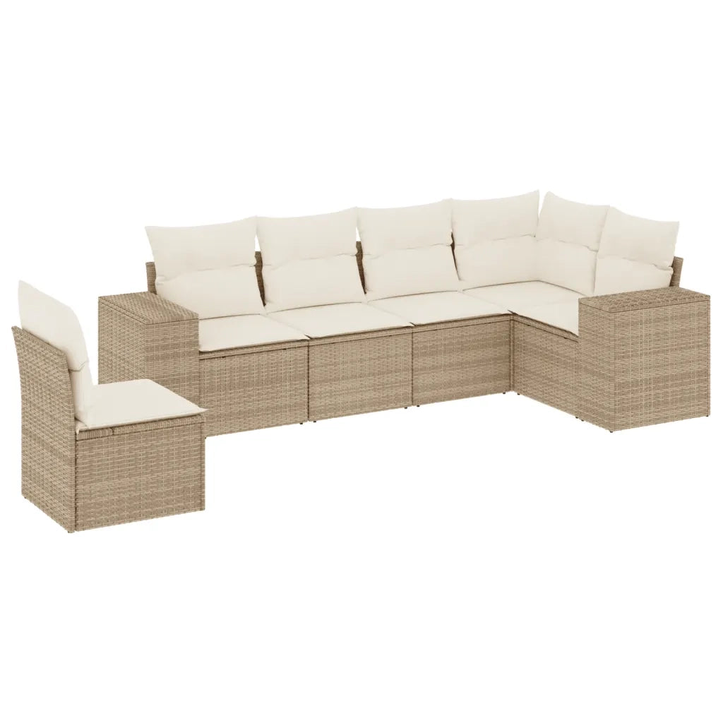 Set Divano da Giardino 6 pz con Cuscini Beige in Polyrattan 3222627