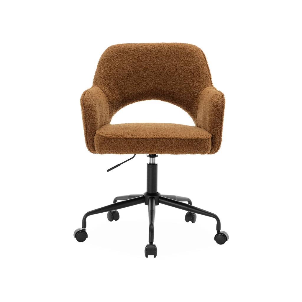 Sedia da ufficio bouclé con rotelle, ocra