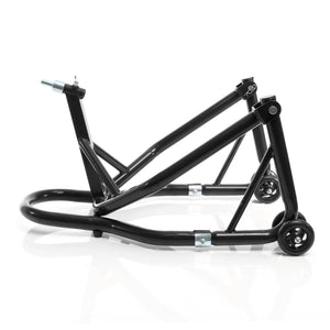 Cavalletto alzamoto anteriore sotto canotto, con rotelle e 5 adattatori sterzo 13-18 mm