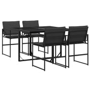 Set da Pranzo da Giardino | Set Salotto da Giardino con Cuscini Nero in Textilene