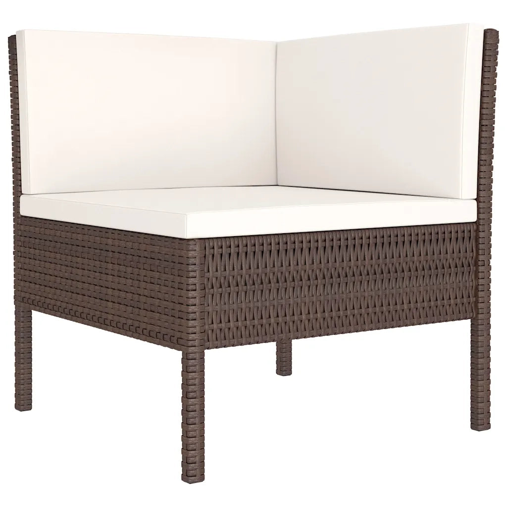 Set Divani da Giardino 10 pz con Cuscini in Polyrattan Marrone 3056973