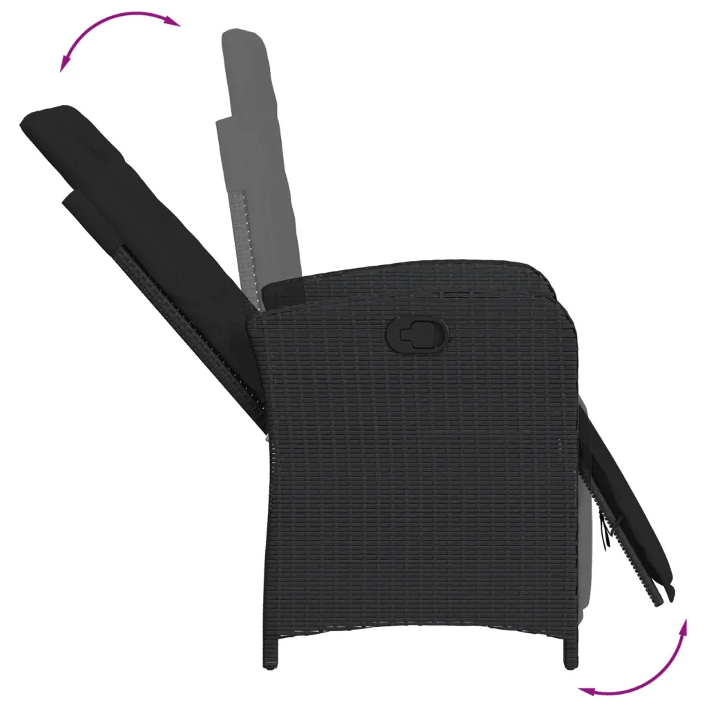 Set da Pranzo da Giardino 5 pz Nero con Cuscini in Polyrattan 3212232