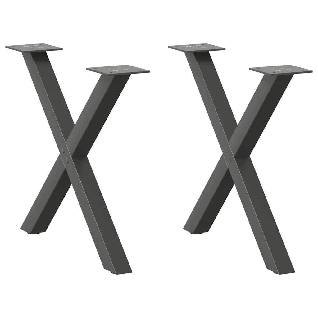 Set di 2 gambe regolabili per tavolino da caffè a forma di X 50 x 42-43 cm acciaio antracite 02_0057171