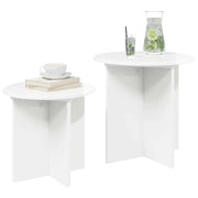 Set tavolini 2 pz | Tavolo laterale Bianco Lucido Legno ingegnerizzato