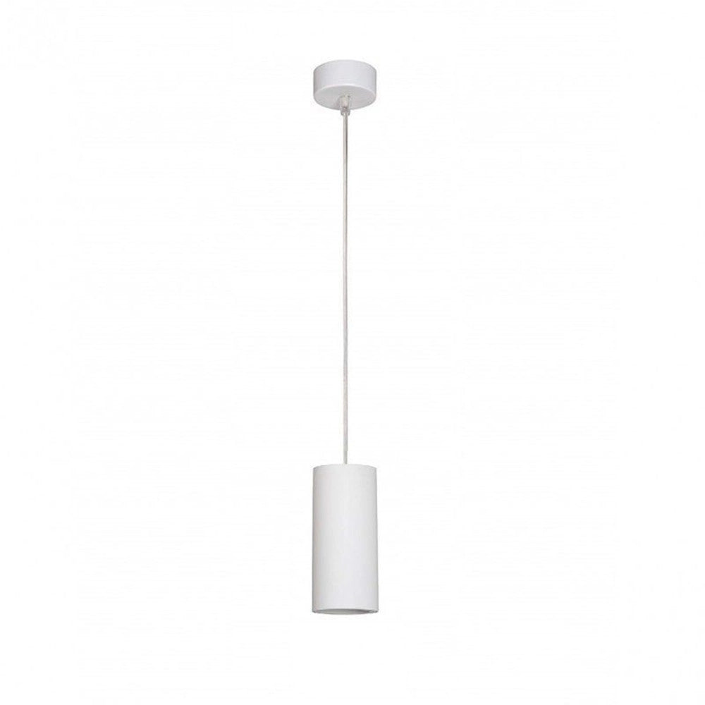 Trade Shop - Lampadario Faretto Cilindro Pendente A Sospensione Attacco Gu10 Bianco 15cm 99920 -