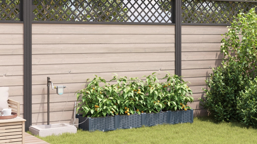Fioriere da Giardino con Sistema di Irrigazione 4 pezzi Grigio chiaro