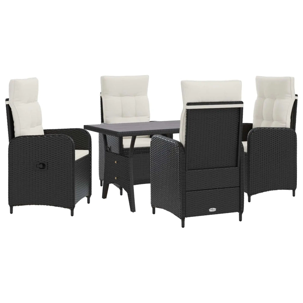 Set da pranzo per esterni 5 pcs Nero e Bianco Crema polyrattan 3422259