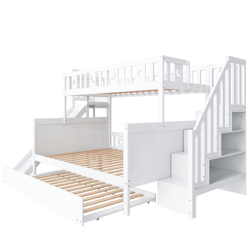 Letto a Castello 90x200 cm e 140x200 cm con Scivolo; Scala; Ripiani e Letto Estraibile