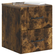 Set di 2 Comodini | Armadio da Notte | Mobiletto da notte a muro Rovere Fumo 34,5 x 33 x 40 cm