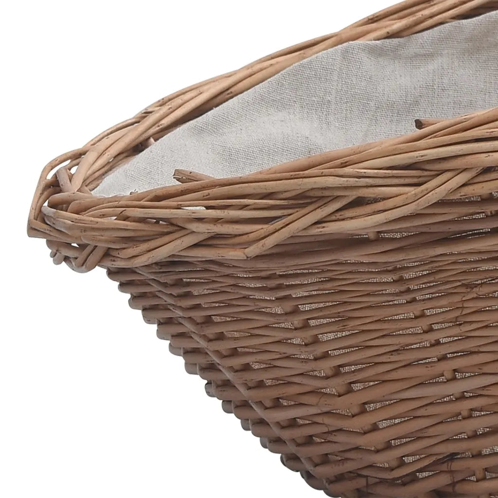 Cesta Legna da Ardere con Manico-Cestino per Legna 57x46,5x52cm Marrone in Salice