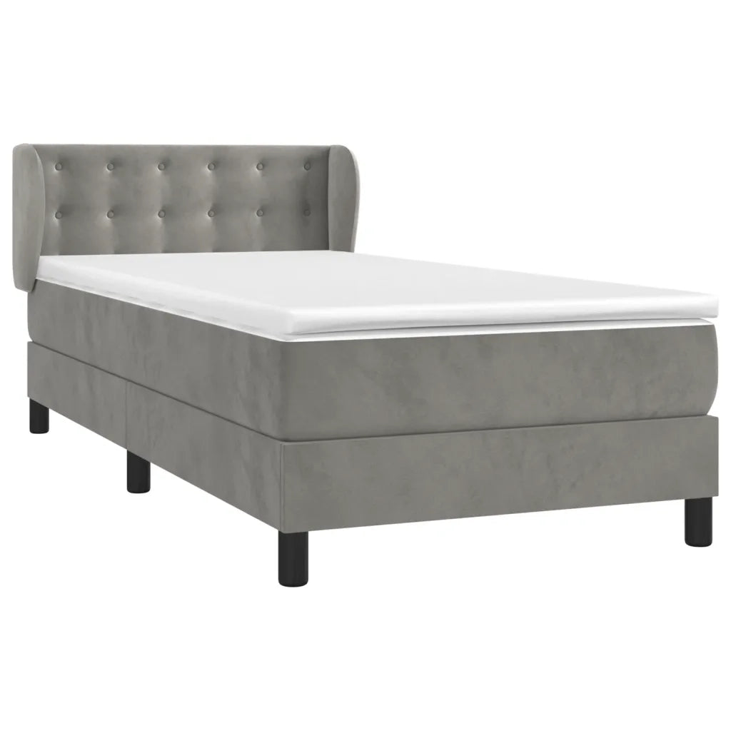 Giroletto a Molle con Materasso-Struttura Letto Grigio Chiaro 90x190 cm Velluto 818597