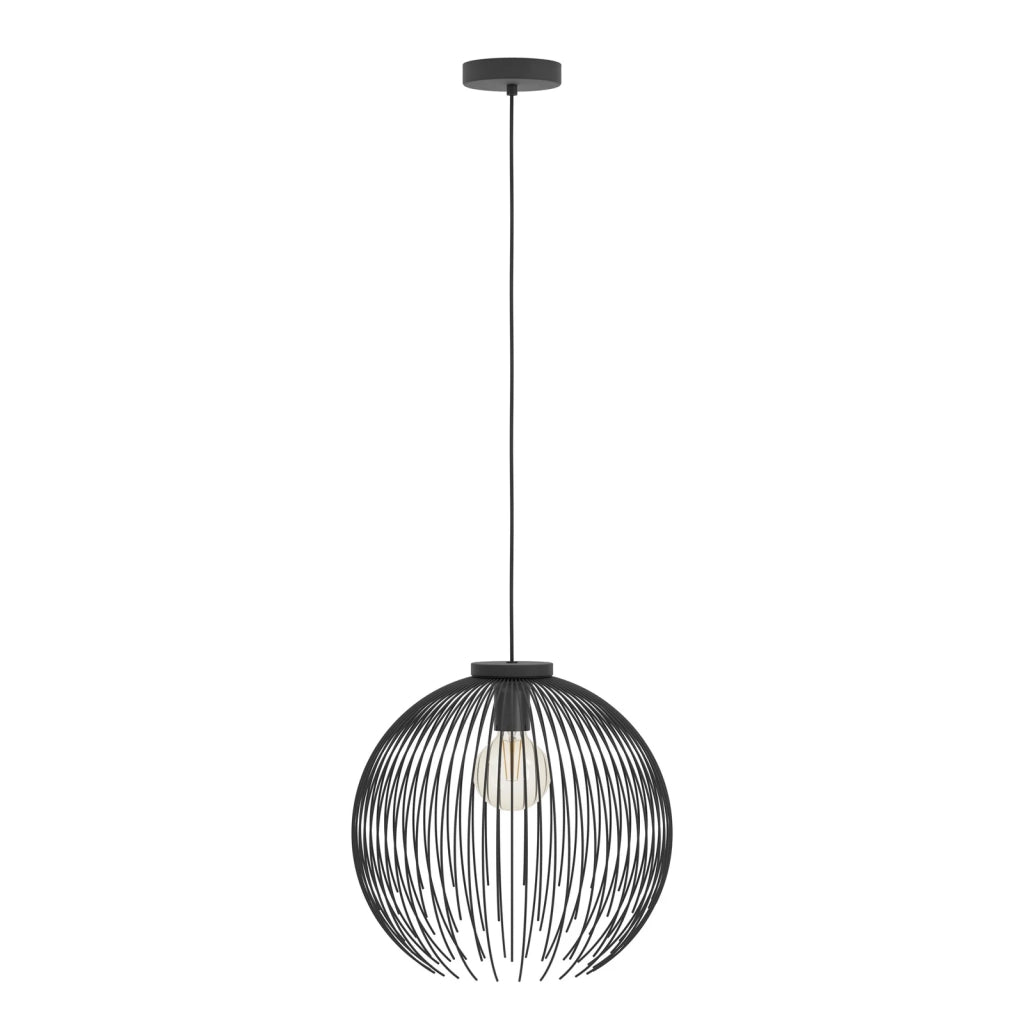 Sospensione Industrial-Nordico Acciaio Nero 1 Luce E27 D.40Cm