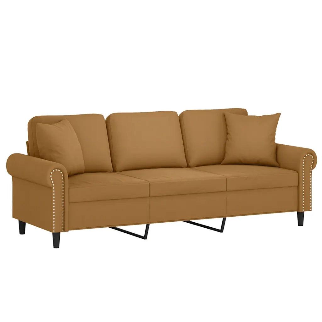 Divano a 3 Posti con Cuscini Marrone 180 cm in Velluto 3200962
