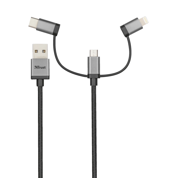 Cavo USB 2.0 3 in 1 - connettori micro-USB, USB-C e Lightning - per ricarica e collegamento pc - 1 Metro