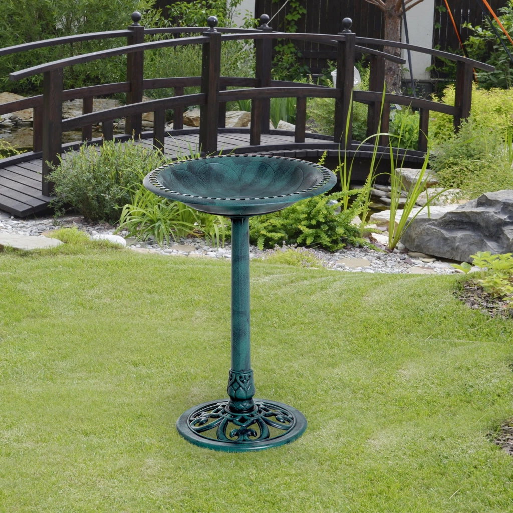 Bagno per uccelli da giardino esterno ¨C zephmum ¨C verde, effetto invecchiato