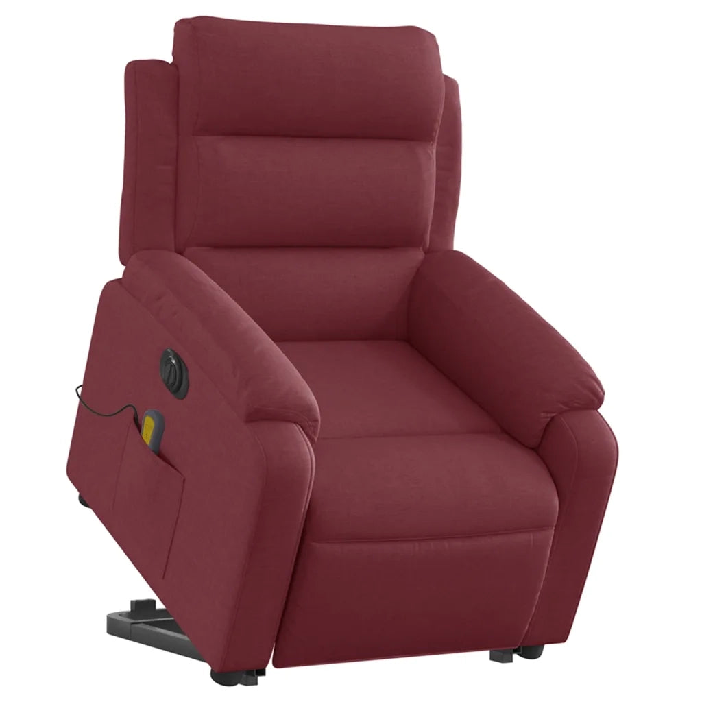 Poltrona Alzapersona Massaggiante Elettrica Rosso Vino Tessuto 3205019