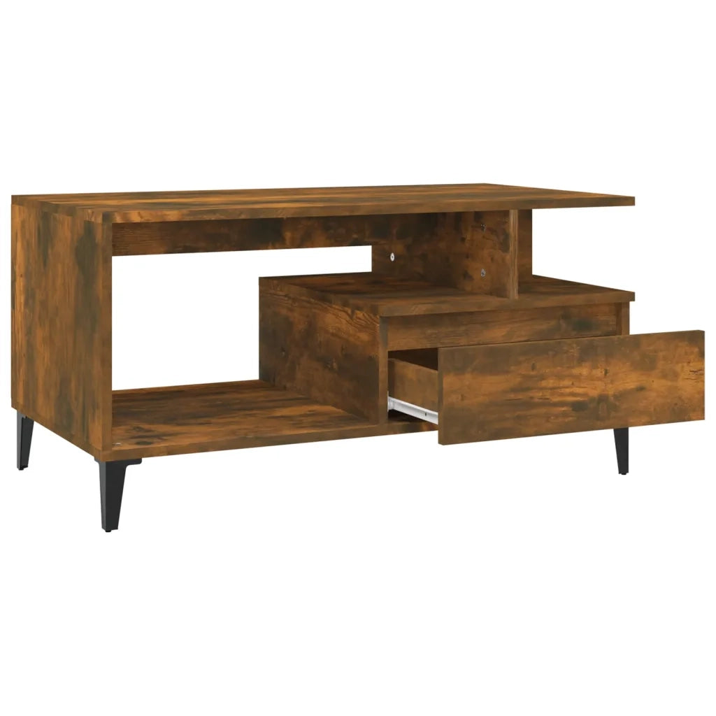 Tavolino da Salotto Rovere Fumo 90x49x45 cm Legno Multistrato cod mxl 26675