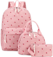 Set di scatole per bambini - borsa scuola per donne - borsa - borsa per pranzo - borsa per bambine - Borsa scolastica per studenti - Disegno di ciliegie rosse