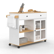 IDMarket - Credenza da cucina ACHILLE XXL con ripiano e armadio in legno e smalto bianco L.100 CM