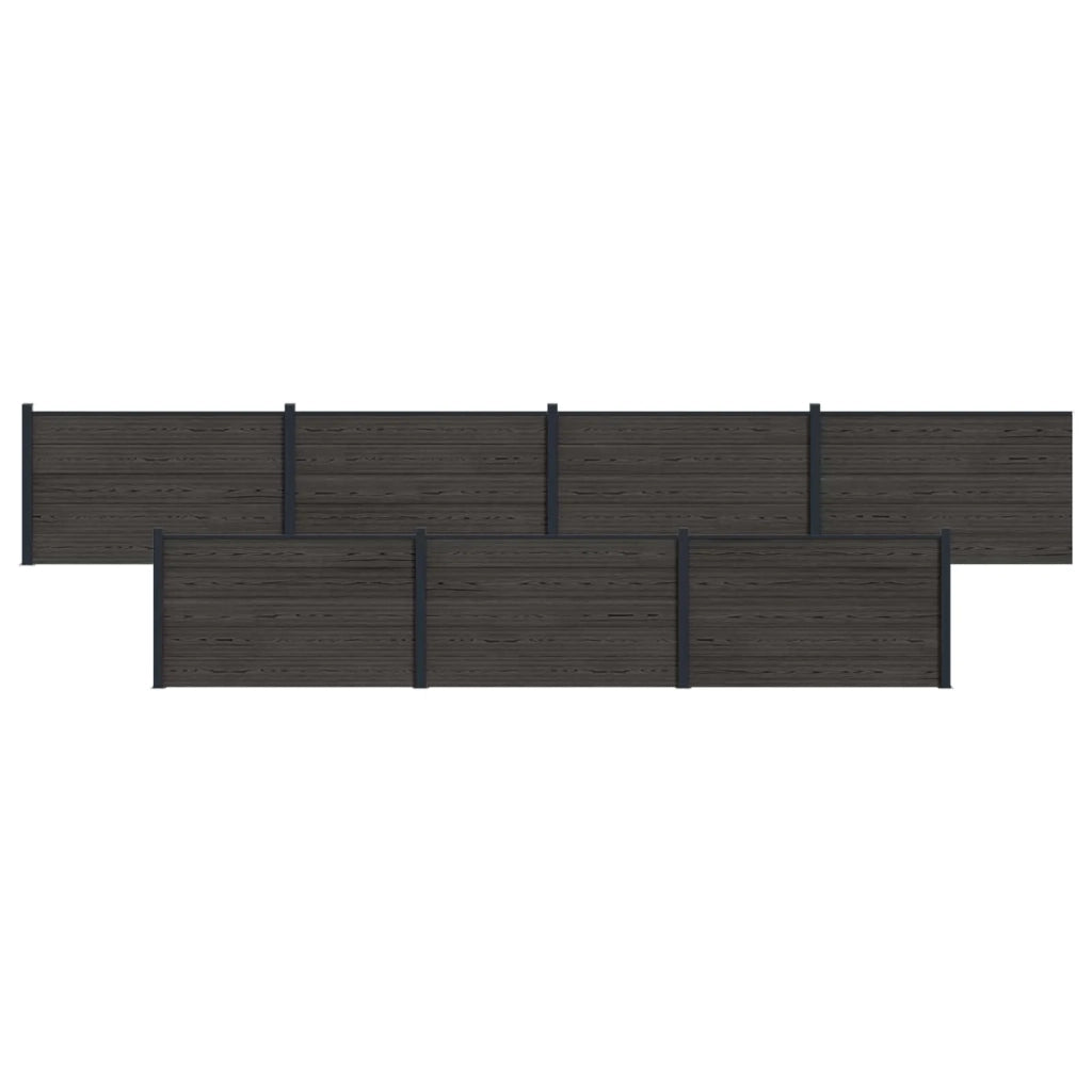 Pannello di Recinzione 7 pcs WPC e Alluminio Nero
