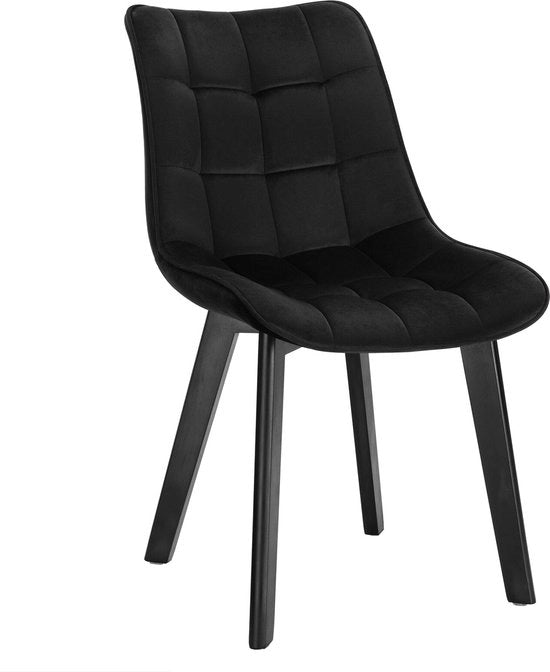 Sedia da Cucina in Velluto Nero - Ergonomica e Comoda - Sedia da Cucina per il Tavolo da Pranzo - 45x42x83 cm - Velluto e Legno