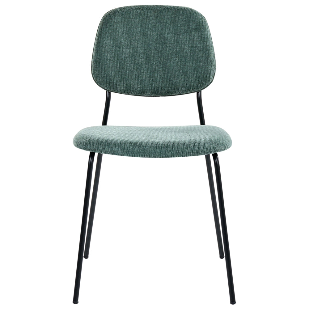 Set di 4 sedie da pranzo verde nero poliestere gambe in ferro senza braccioli cappucci protettivi design minimalista moderno impilabili