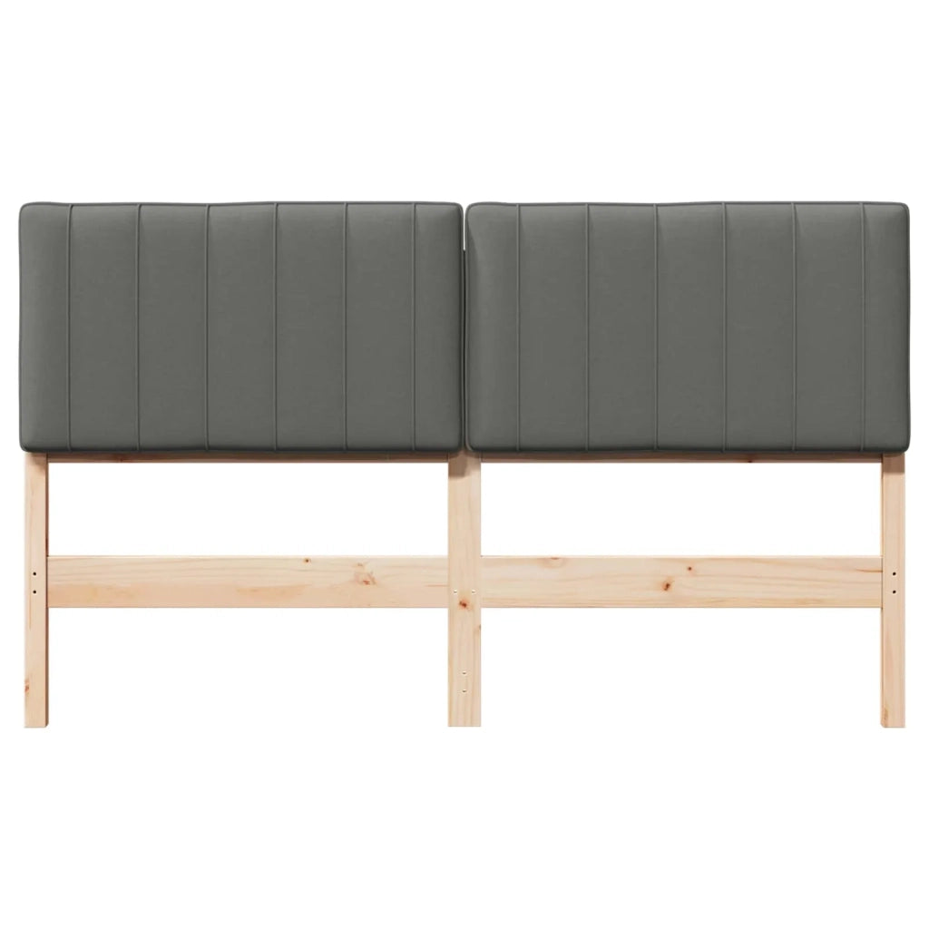 Testiera imbottita Marrone e Grigio Chiaro 150 cm Pino massello 880173