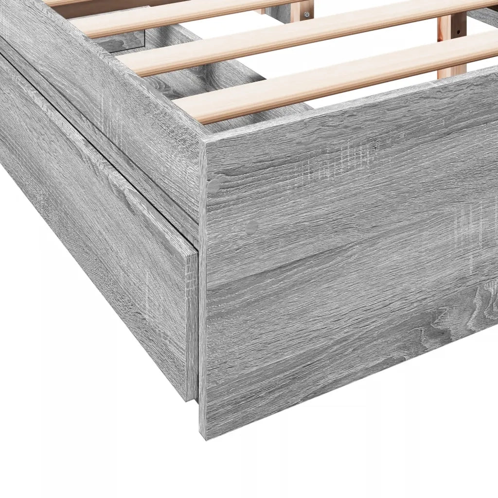Giroletto Cassetti-Struttura Letto con contenitore Grigio Sonoma 160x200 cm Legno Multistrato 535486