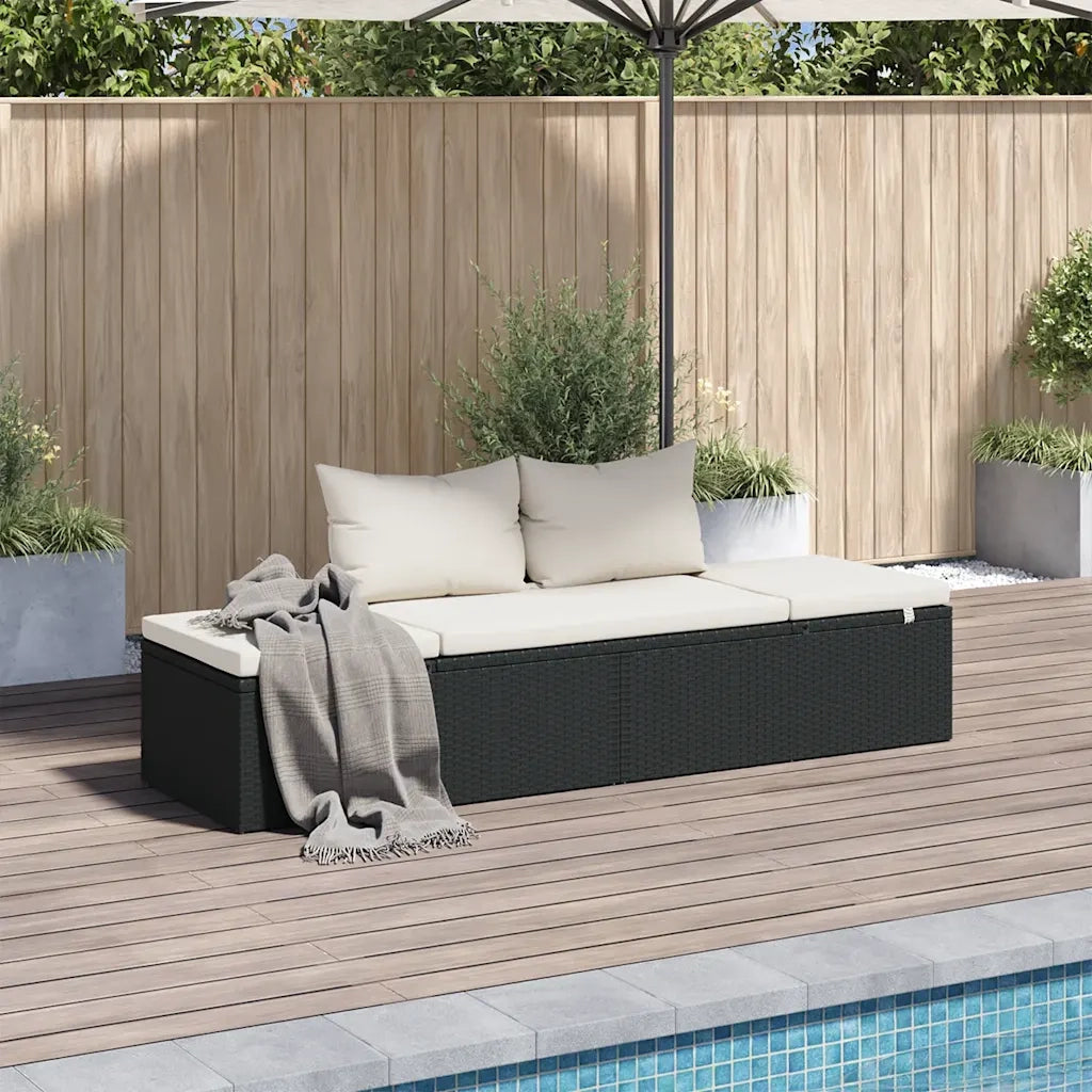 Lettino da Giardino Nero 195x60 cm in Polyrattan