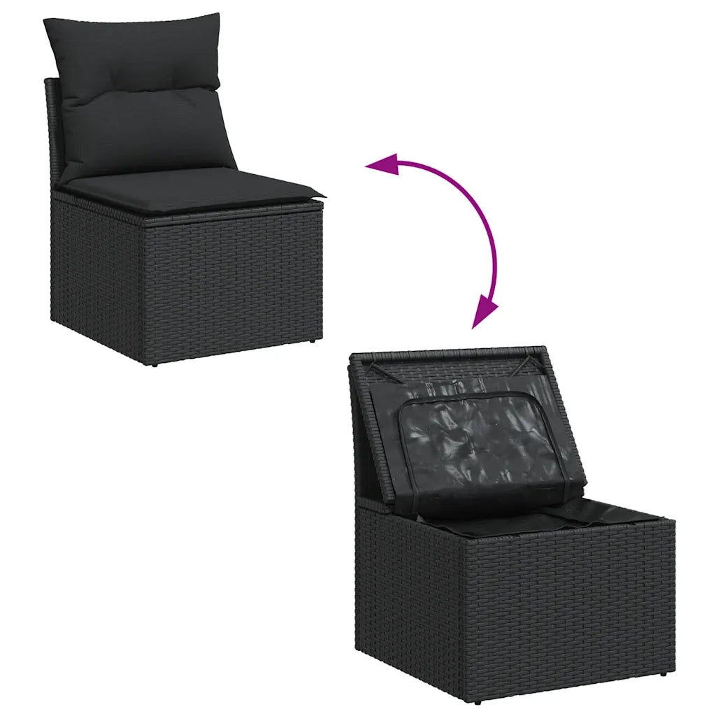 Sedia da giardino senza braccioli con cuscini nera in polyrattan CFW6027397