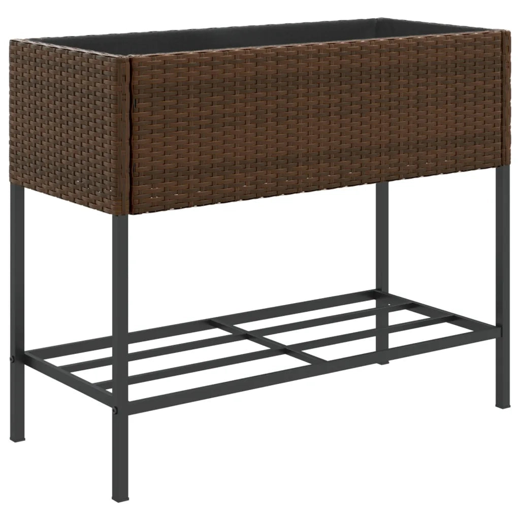 2 pz Fioriere | Cassetta per fiori | Vaso Giardino con Ripiani Marroni 90x40x75cm Polyrattan