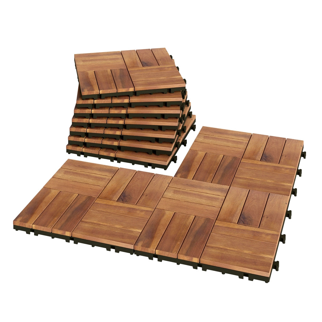 Set di 10 piastrelle per esterno in legno 31x31 cm ¨C zephmum ¨C marrone scuro