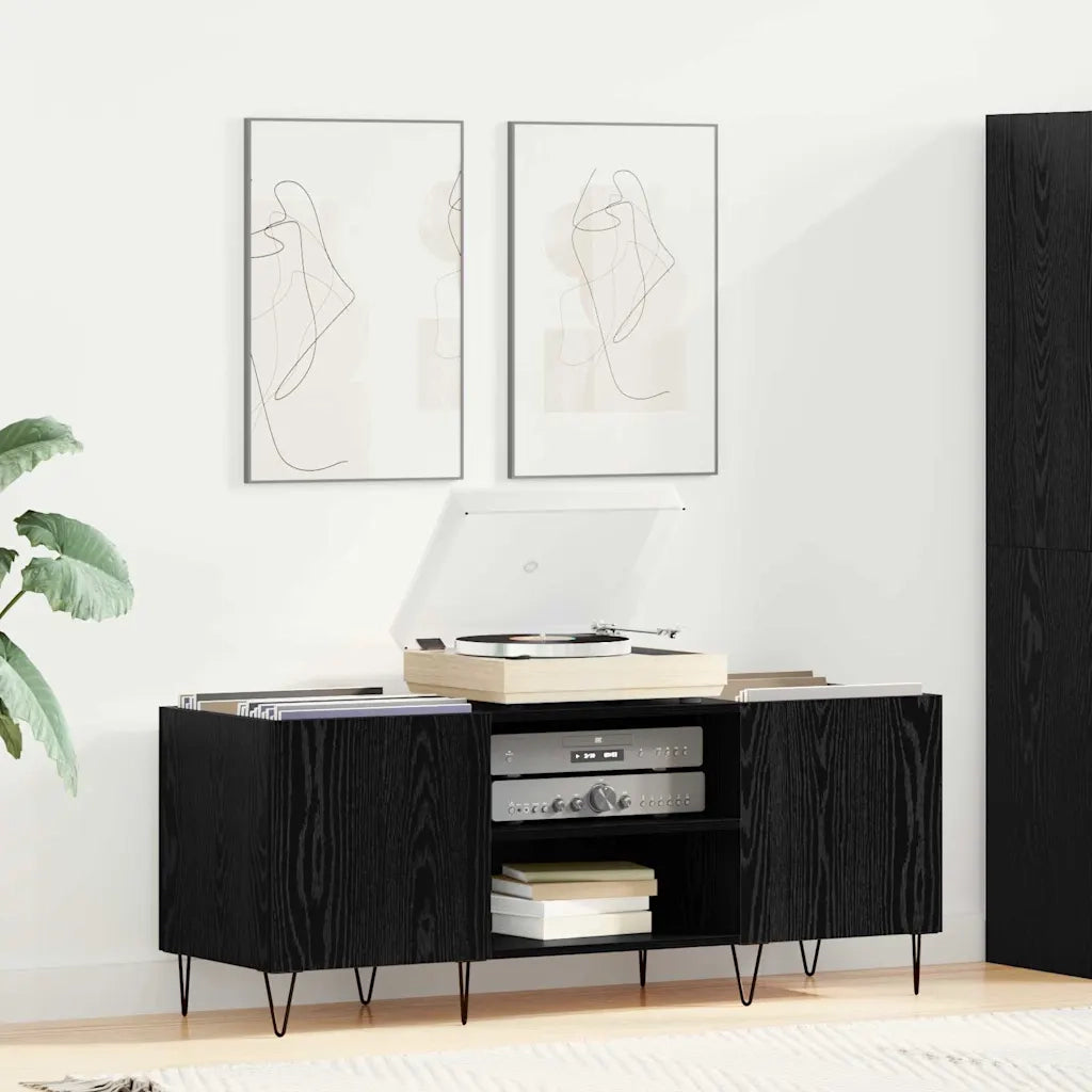 Mobile porta vinili con porta Rovere Nero 121 x 38 x 48 cm