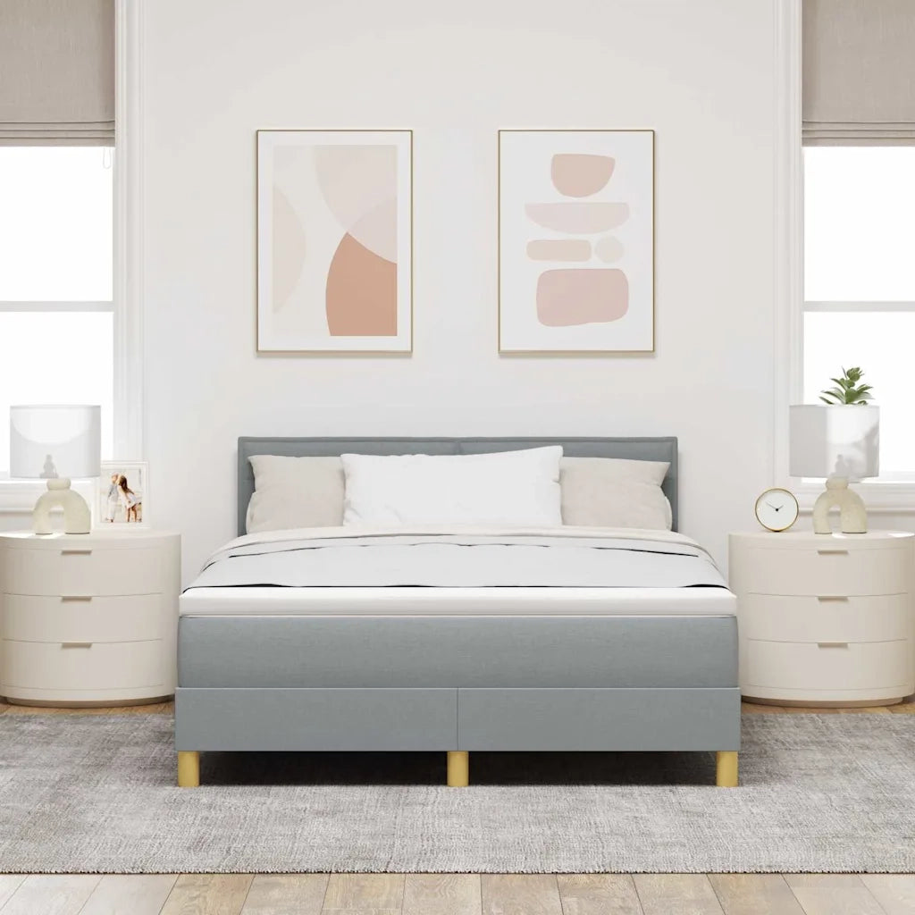 Letto a Sorgente LED Grigio chiaro 160 x 200 cm Tessuto 3342373