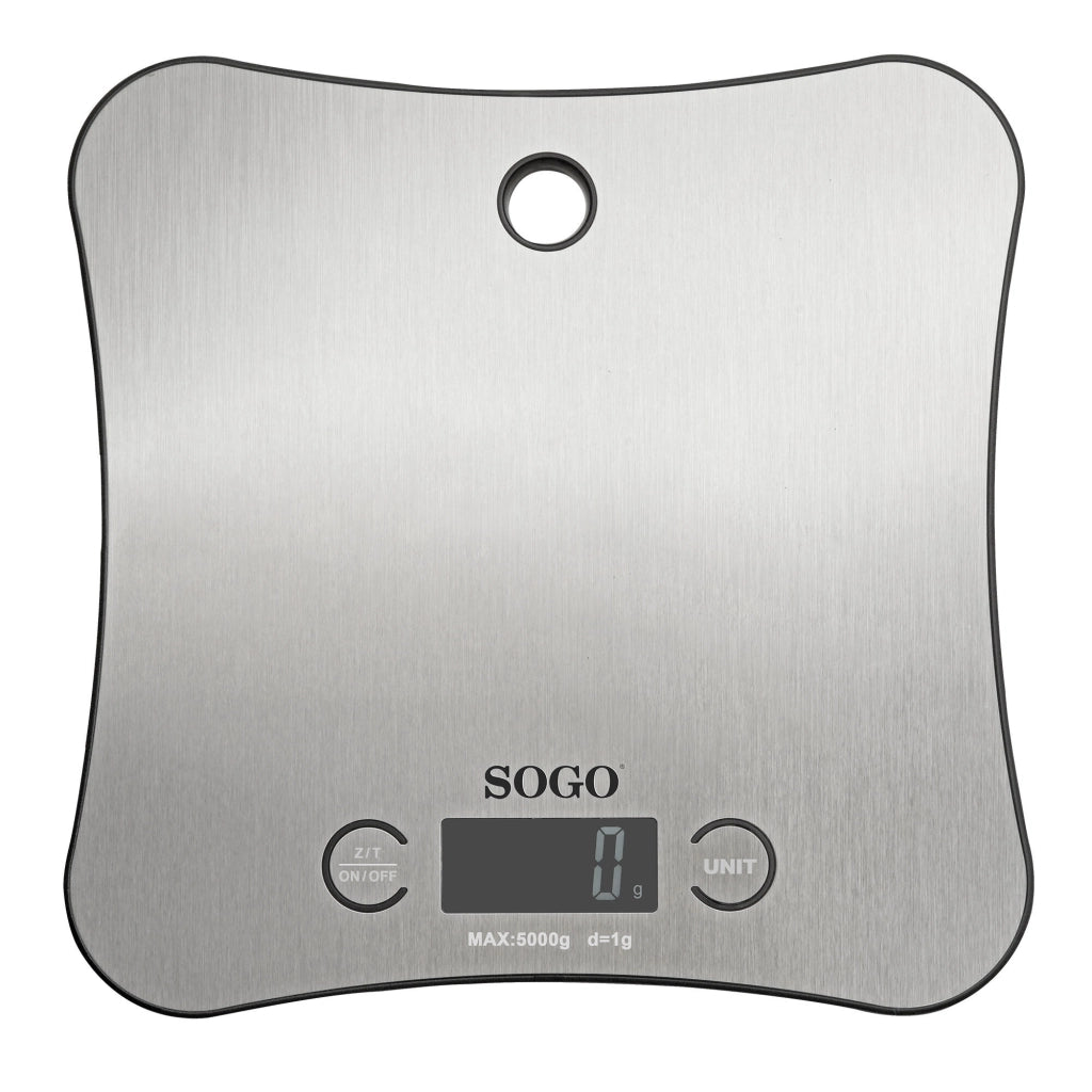 Bilancia da cucina digitale con Bluetooth 5 kg, app nutrizionale, display LCD e base in acciaio inox - Sogo