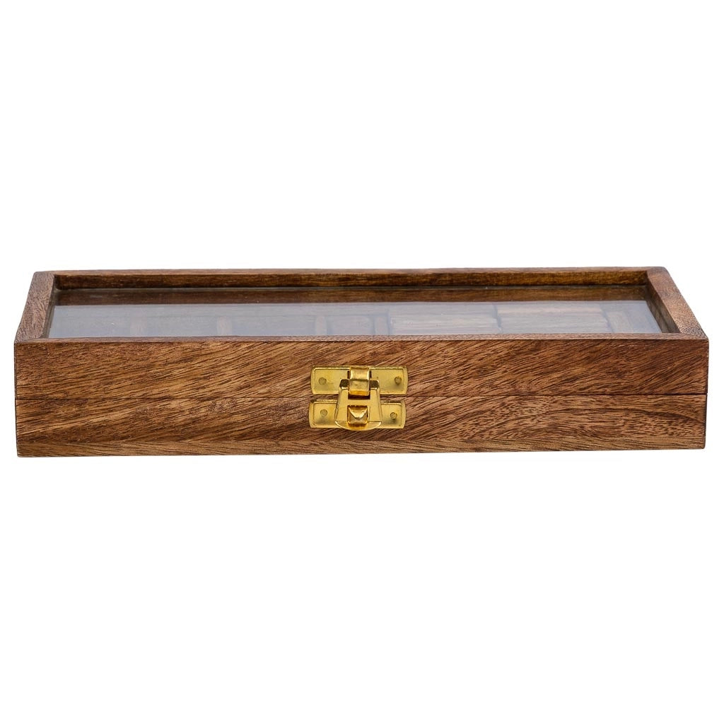 Gioco 3/1 (Domino+dadi+3 di fila) in scatola, legno marrone 28x13x5