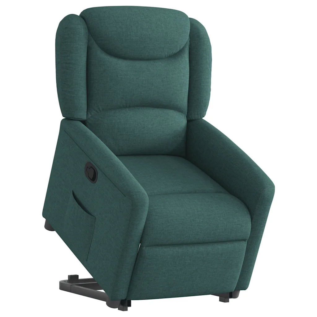 Poltrona | Sedia Relax Alzapersona Reclinabile Verde Scuro in Tessuto