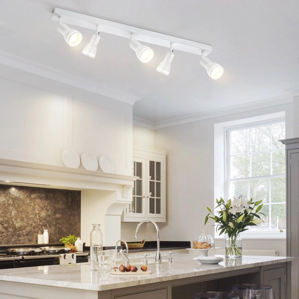 ZMH Faretto da soffitto bianchi 5 luci GU10 metallo orientabili per cucina ufficio soggiorno senza lampadina