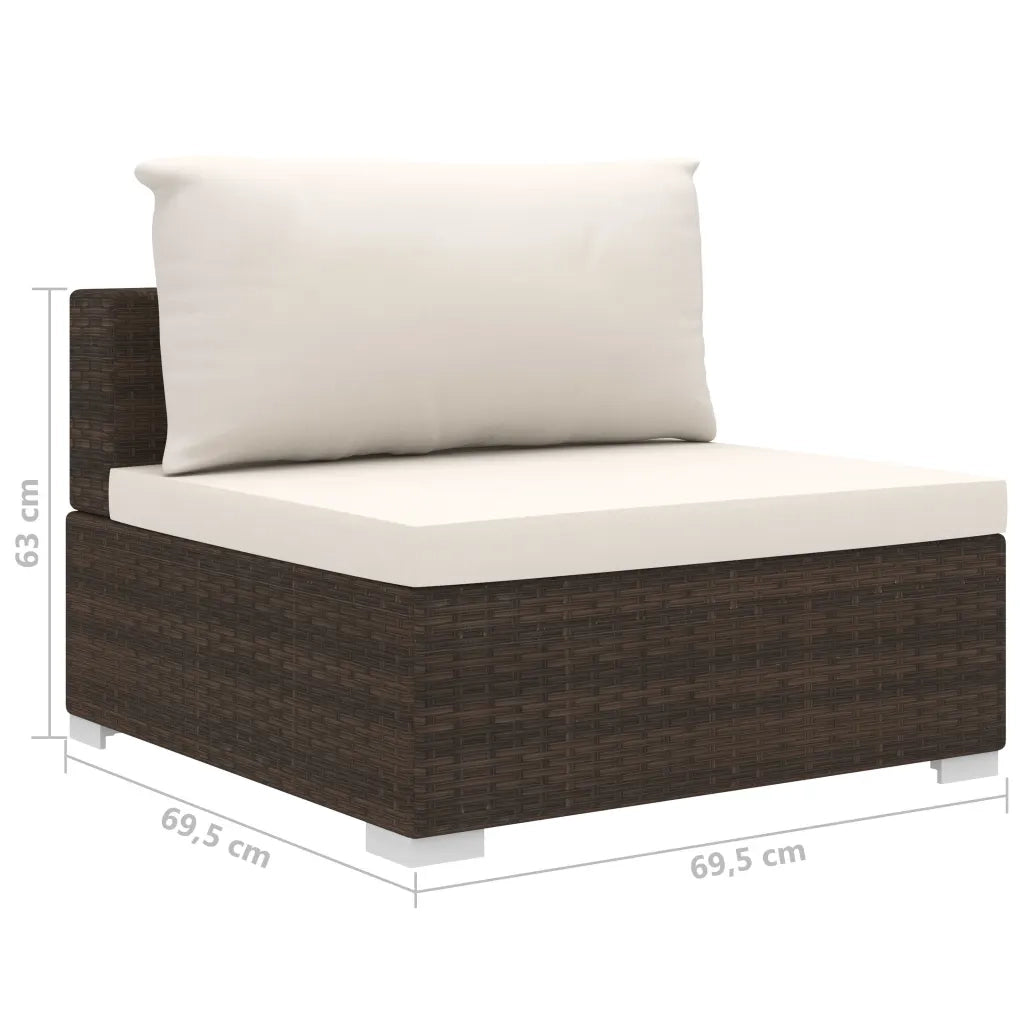 Set Divani da Giardino 8 pz con Cuscini in Polyrattan Marrone 48311