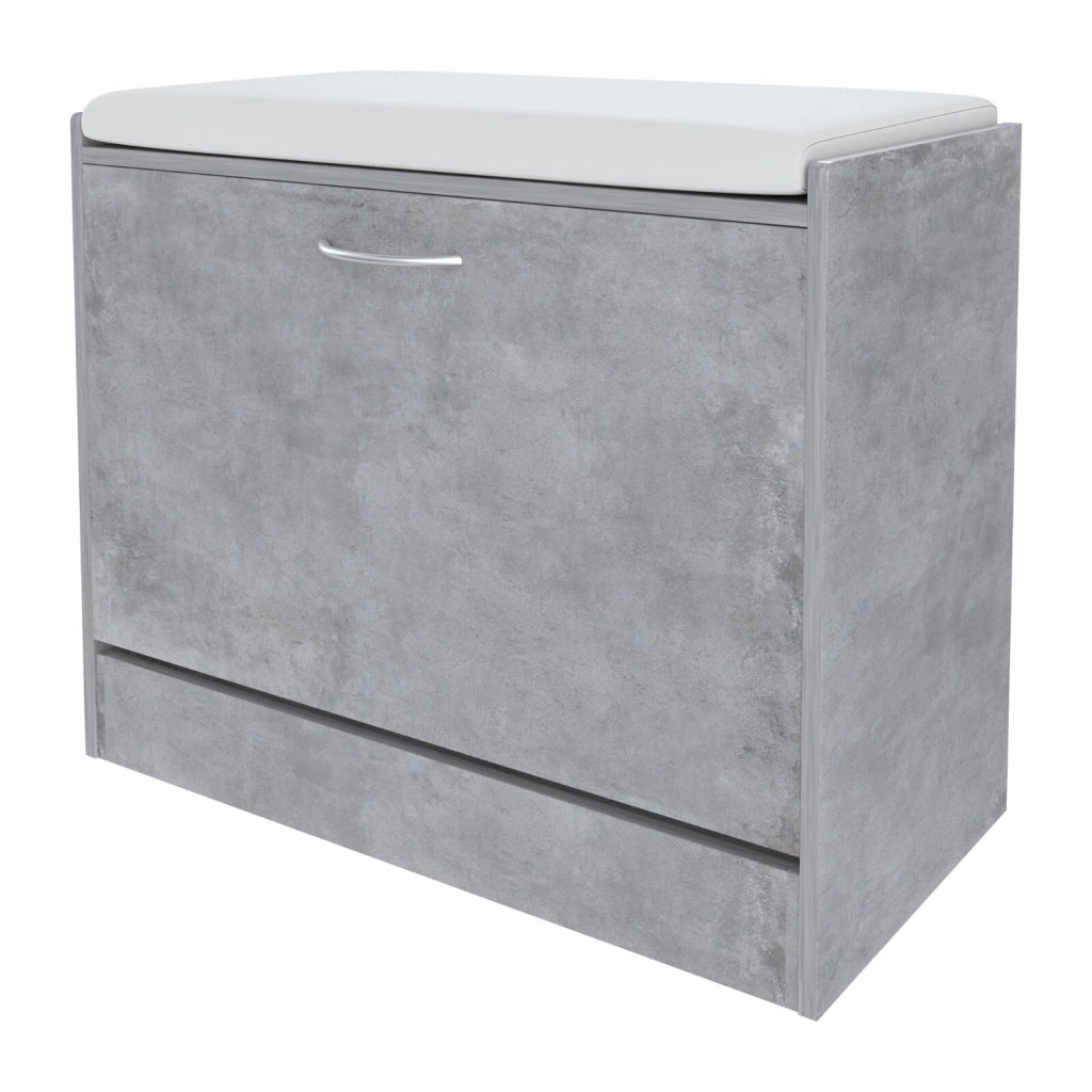 Panca Portascarpe Scarpiera Da Ingresso Piccola Salvaspazio Con Cuscino Anta A Ribalta Seduta Imbottita In Ecopelle Tripla Profondità Soggiorno Casa Camera Ufficio 60 x 30 x 48 Cm Grigio Cemento