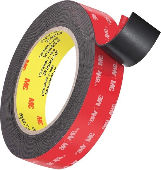 Nastro Adesivo a Doppia Faccia - Nastro di Gomma Idrorepellente di Alta Prestazione - Lunghezza 9.6 m Larghezza 24 mm - Decorazione Auto Ufficio Casa Presa