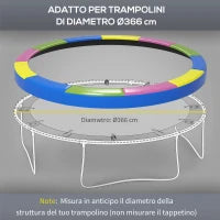 Copertura Tappeto Elastico Ø366x30 cm Pieghevole e Portatile, in Plastica, PE e Schiuma, Multicolore