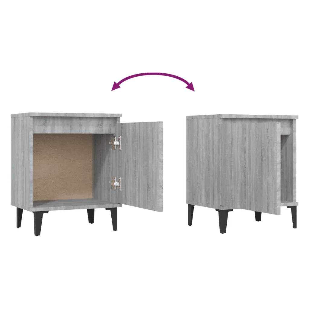 Comodino con Gambe in Metallo Grigio Sonoma 40x30x50 cm 813118