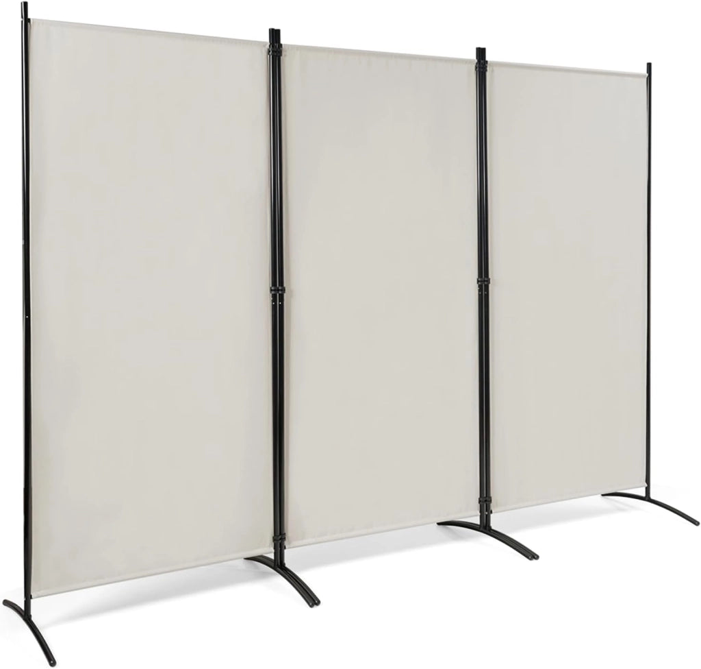 Paravento da Interno in Metallo, Separé Divisorio Interno Pieghevole con Piedini Stabili, Pannelli Divisori per Interni per Casa e Ufficio (Bianco, 260 x 183cm(3 Pannelli))