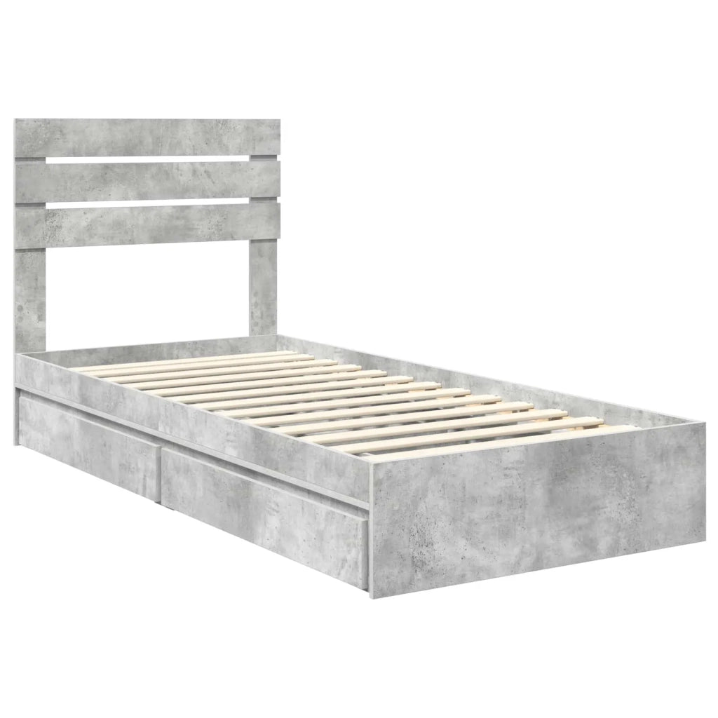 Letto con Contenitore con testiera Grigio cemento 90 x 200 cm